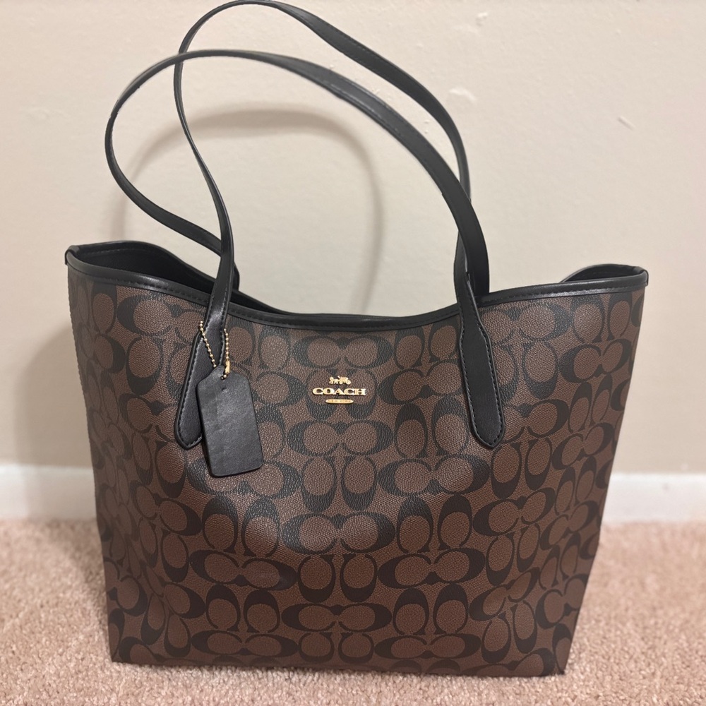 Coach Black and Brown Signature Tote